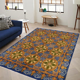 handmade Transitional Kafkaz Chobi Ziegler Blue Gold Hand Knotted RECTANGLE 100% WOOL area rug 8 x 10