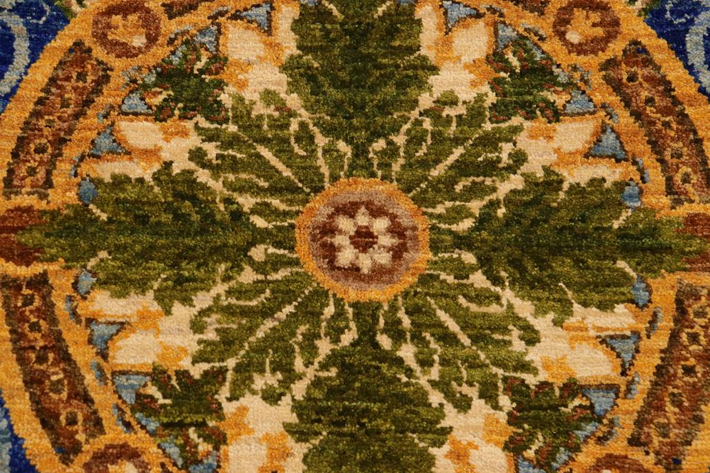 handmade Transitional Kafkaz Chobi Ziegler Blue Gold Hand Knotted RECTANGLE 100% WOOL area rug 8 x 10