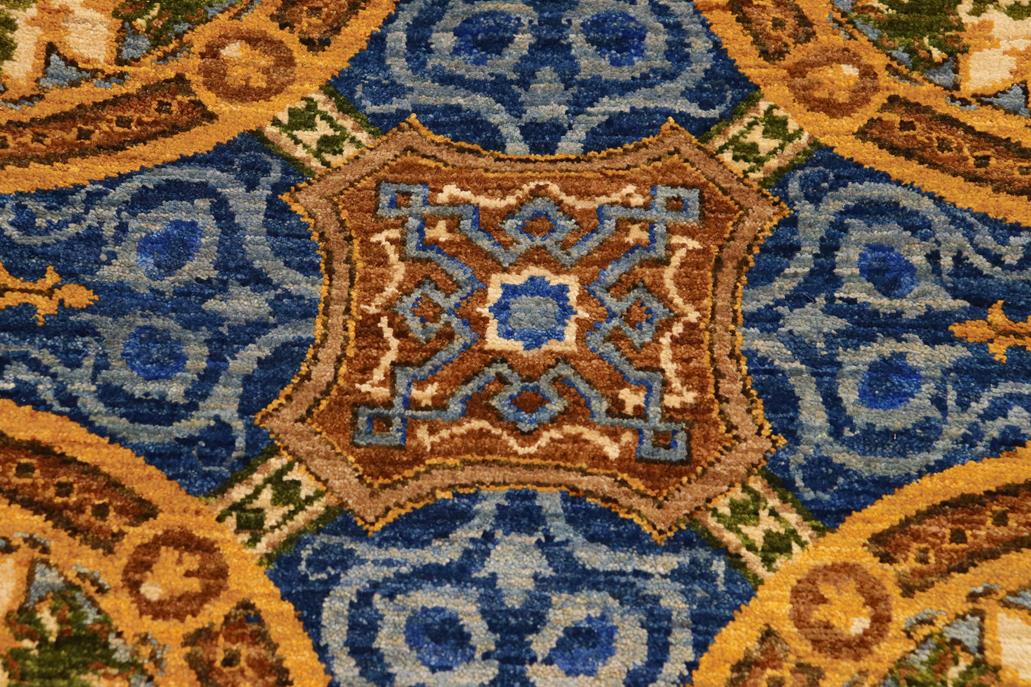 handmade Transitional Kafkaz Chobi Ziegler Blue Gold Hand Knotted RECTANGLE 100% WOOL area rug 8 x 10