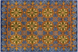 handmade Transitional Kafkaz Chobi Ziegler Blue Gold Hand Knotted RECTANGLE 100% WOOL area rug 8 x 10