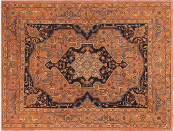 handmade Geometric Antique Rust Blue Hand Knotted RECTANGLE 100% WOOL area rug 8x10
