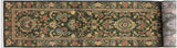handmade Traditional Gulzar Green Gold Hand Knotted RUNNER 100% WOOL area rug 3x12