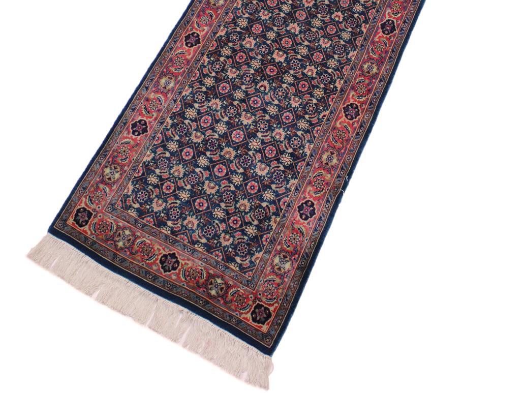 handmade Traditional Kashan Blue Pink Hand Knotted RUNNER 100% WOOL area rug 3x10