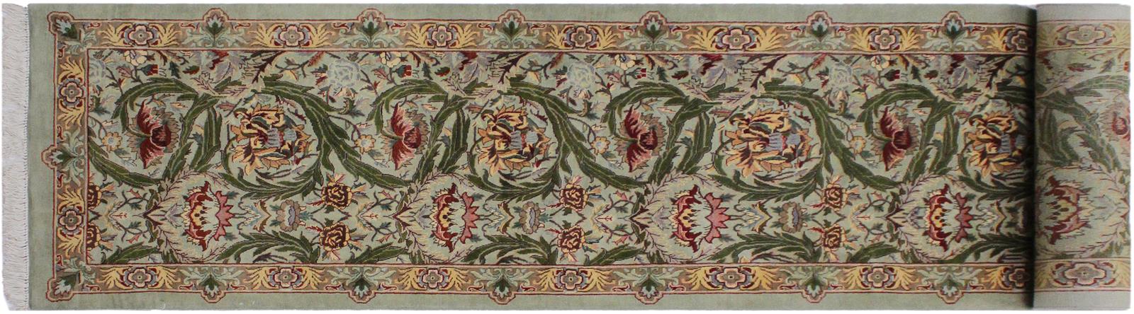 handmade Traditional Marry Gold Green Brown Hand Knotted RUNNER 100% WOOL area rug 3x12
