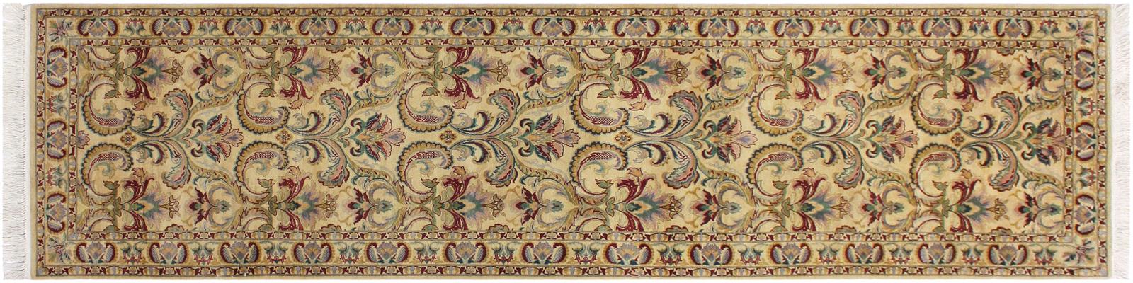 handmade Traditional Farhad Beige Gold Hand Knotted RUNNER 100% WOOL area rug 3x10