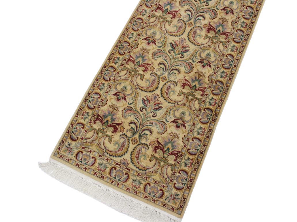 handmade Traditional Farhad Beige Gold Hand Knotted RUNNER 100% WOOL area rug 3x10