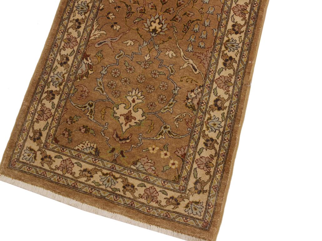 handmade Transitional Kashan Gold Ivory Hand Knotted RUNNER 100% WOOL area rug 3x10