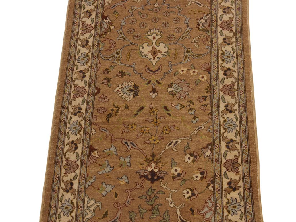 handmade Transitional Kashan Gold Ivory Hand Knotted RUNNER 100% WOOL area rug 3x10