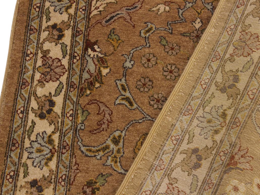 handmade Transitional Kashan Gold Ivory Hand Knotted RUNNER 100% WOOL area rug 3x10