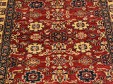 handmade Geometric Super Kazak Red Beige Hand Knotted RECTANGLE 100% WOOL area rug 4x6