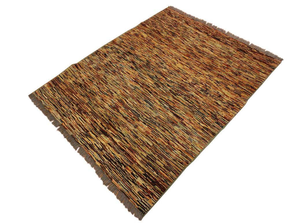 Shabby Chic Gabbeh Gussie Beige/Blue Wool Rug - 4'3'' x 5'3''