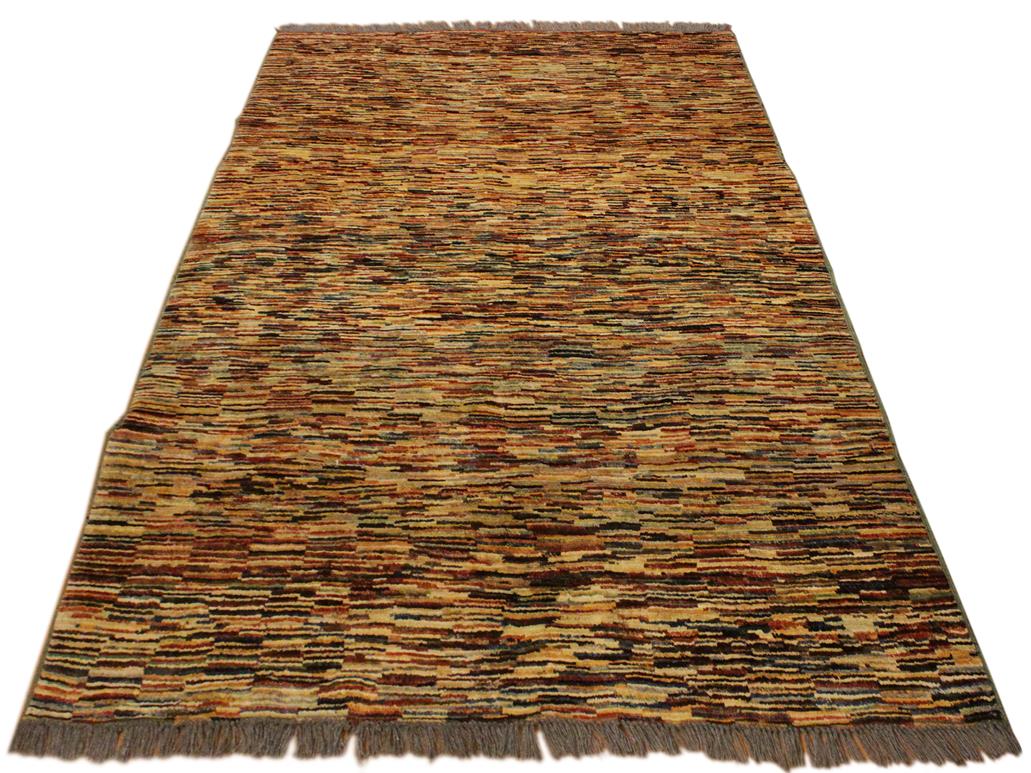 Shabby Chic Gabbeh Gussie Beige/Blue Wool Rug - 4'3'' x 5'3''