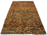 Shabby Chic Gabbeh Gussie Beige/Blue Wool Rug - 4'3'' x 5'3''