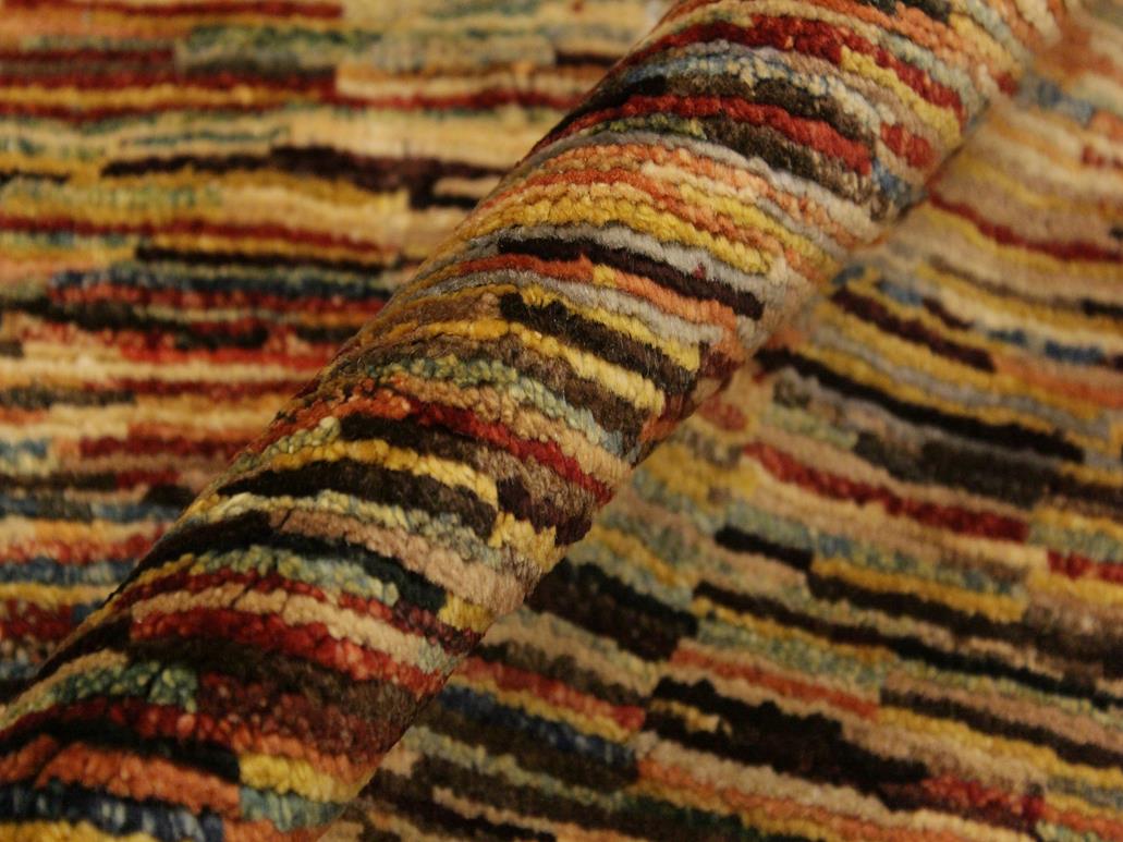 Shabby Chic Gabbeh Gussie Beige/Blue Wool Rug - 4'3'' x 5'3''