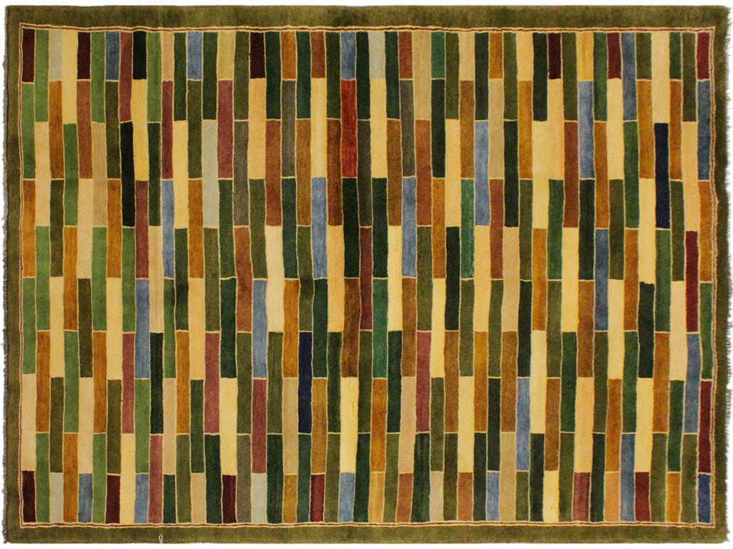 Modern Gabbeh Kaitlyn Green/Blue Wool Rug - 3'10'' x 5'10''