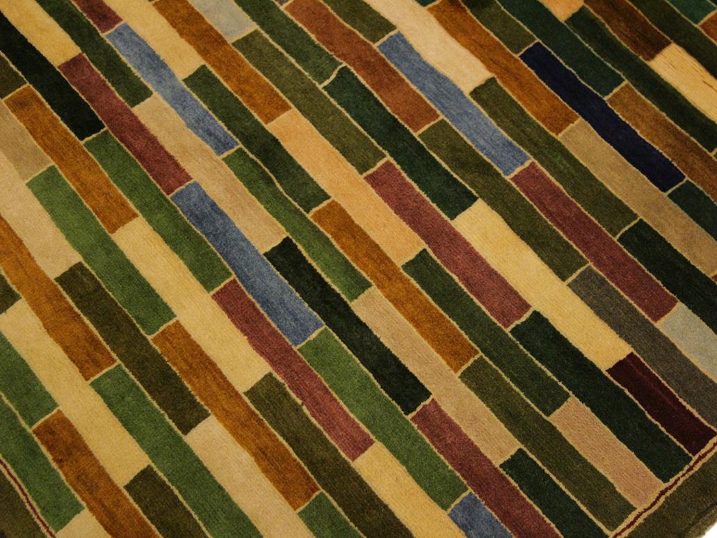 Modern Gabbeh Kaitlyn Green/Blue Wool Rug - 3'10'' x 5'10''