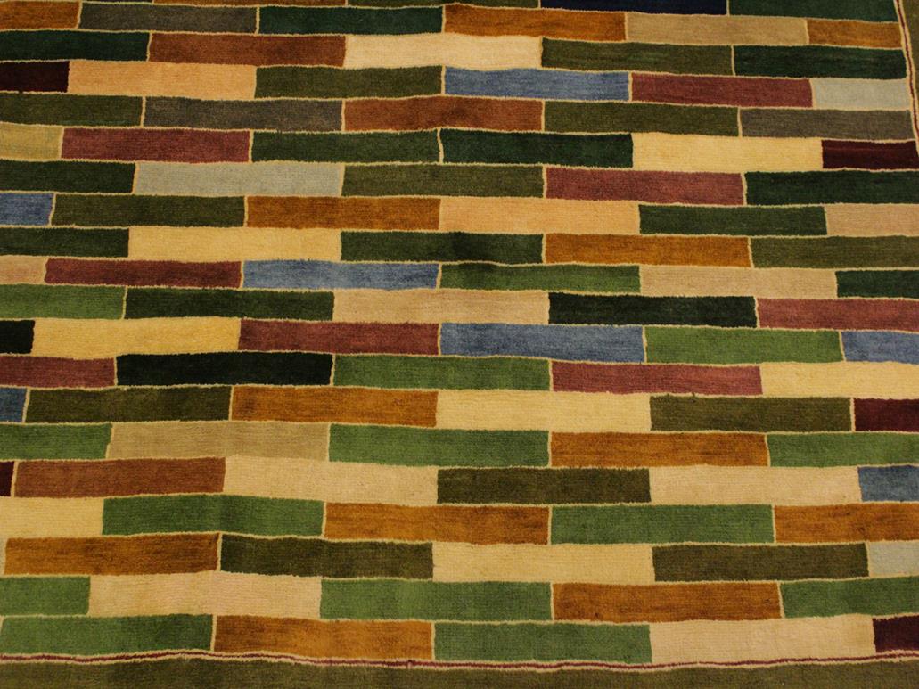 Modern Gabbeh Kaitlyn Green/Blue Wool Rug - 3'10'' x 5'10''