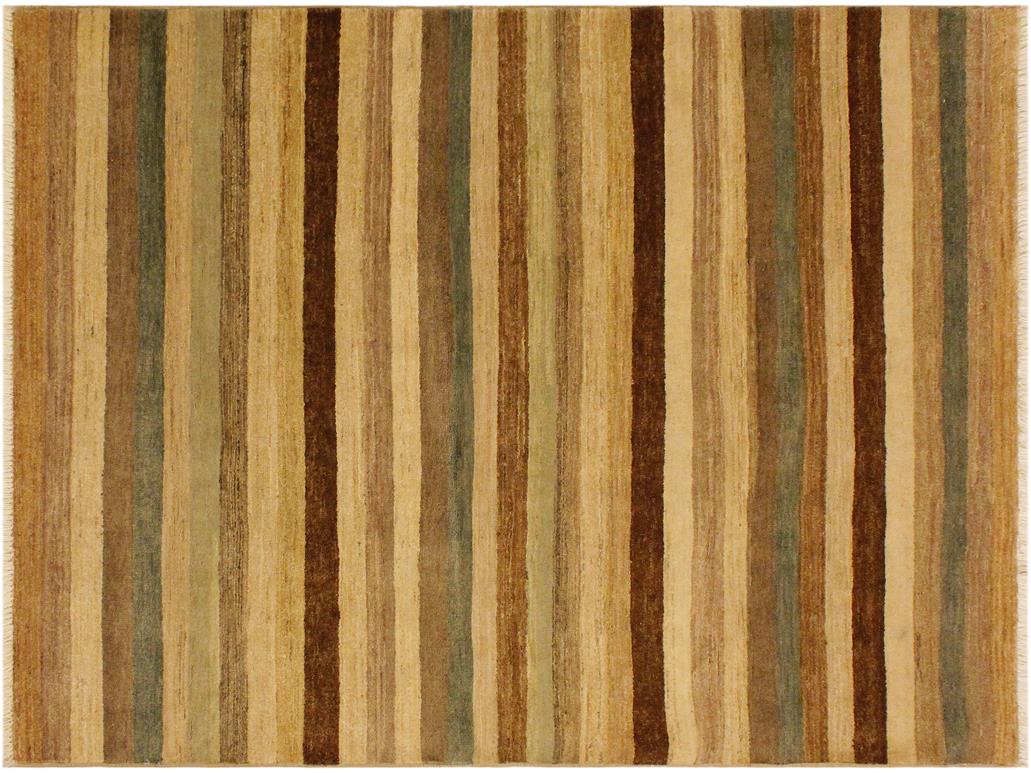 Boho Chic Gabbeh Edythe Beige/Green Wool Rug - 3'11'' x 5'7''