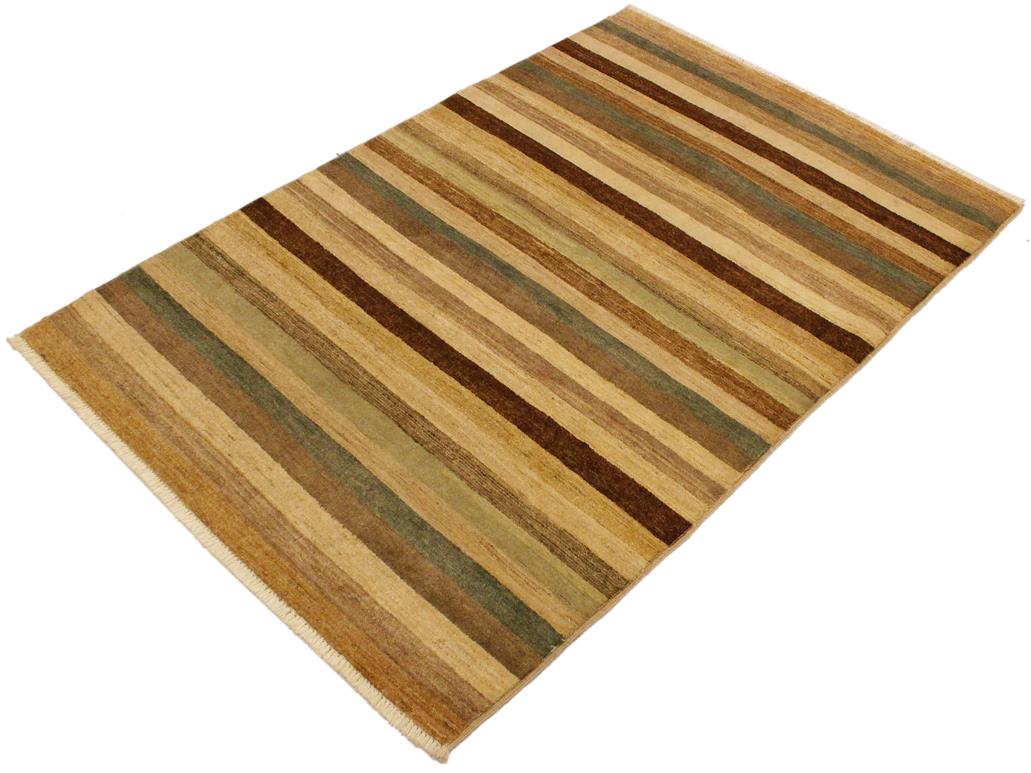 Boho Chic Gabbeh Edythe Beige/Green Wool Rug - 3'11'' x 5'7''