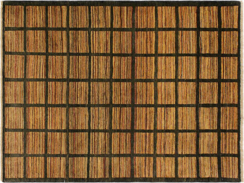 Modern Gabbeh Pamala Charcoal/Rust Wool Rug - 4'2'' x 5'11''