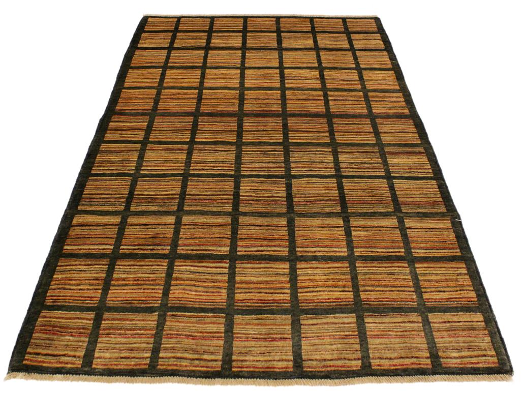Modern Gabbeh Pamala Charcoal/Rust Wool Rug - 4'2'' x 5'11''