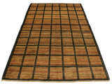 Modern Gabbeh Pamala Charcoal/Rust Wool Rug - 4'2'' x 5'11''