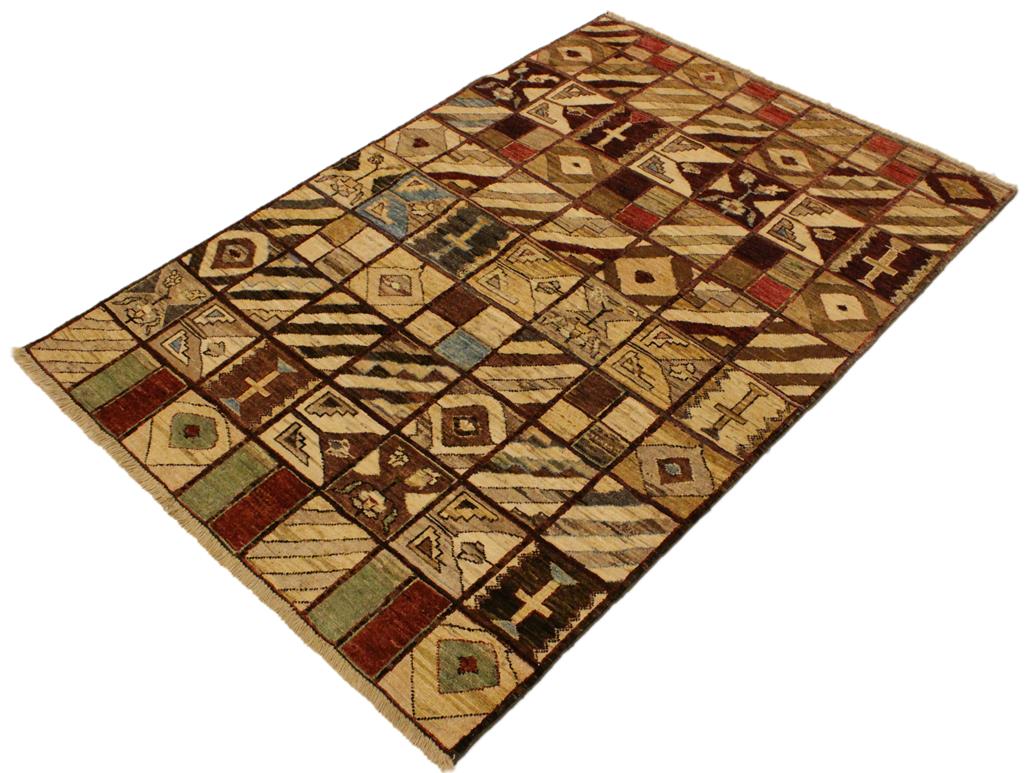 Boho Chic Gabbeh Dayna Brown/Green Wool Rug - 3'11'' x 5'7''