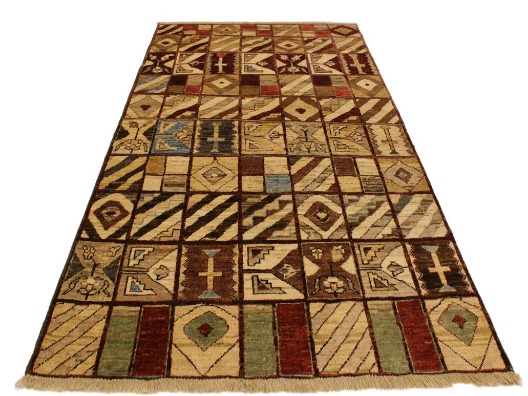 Boho Chic Gabbeh Dayna Brown/Green Wool Rug - 3'11'' x 5'7''