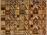 Boho Chic Gabbeh Dayna Brown/Green Wool Rug - 3'11'' x 5'7''