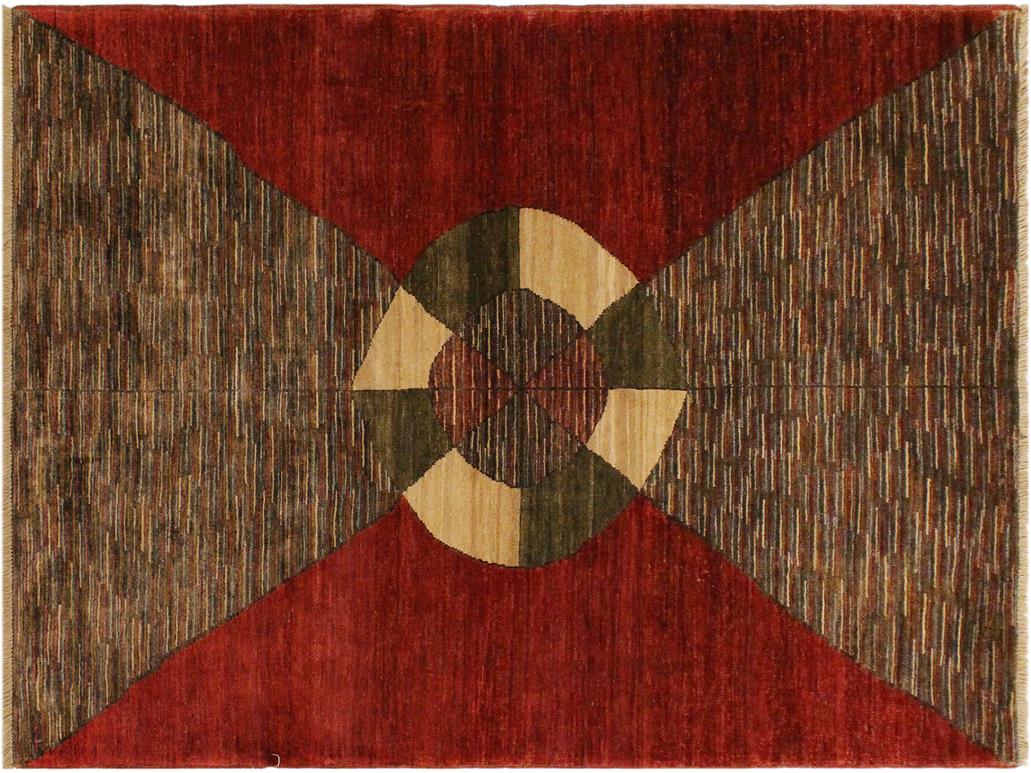 Shabby Chic Gabbeh Caryn Red/Brown Wool Rug - 3'11'' x 5'11''