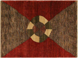 Shabby Chic Gabbeh Caryn Red/Brown Wool Rug - 3'11'' x 5'11''