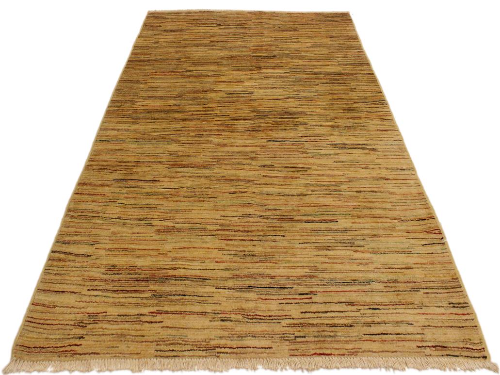 Modern Gabbeh Bennie Beige/Rust Wool Rug - 4'0'' x 5'9''