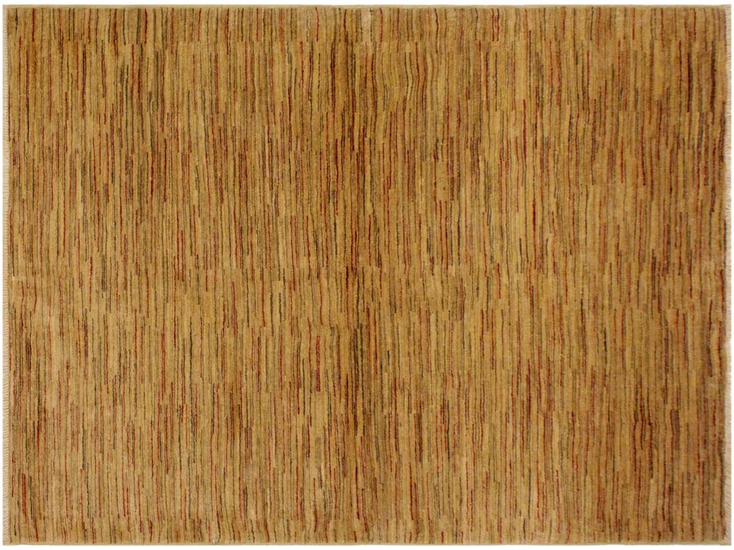 Modern Gabbeh Jaquelin Beige/Rust Wool Rug - 4'3'' x 5'9''