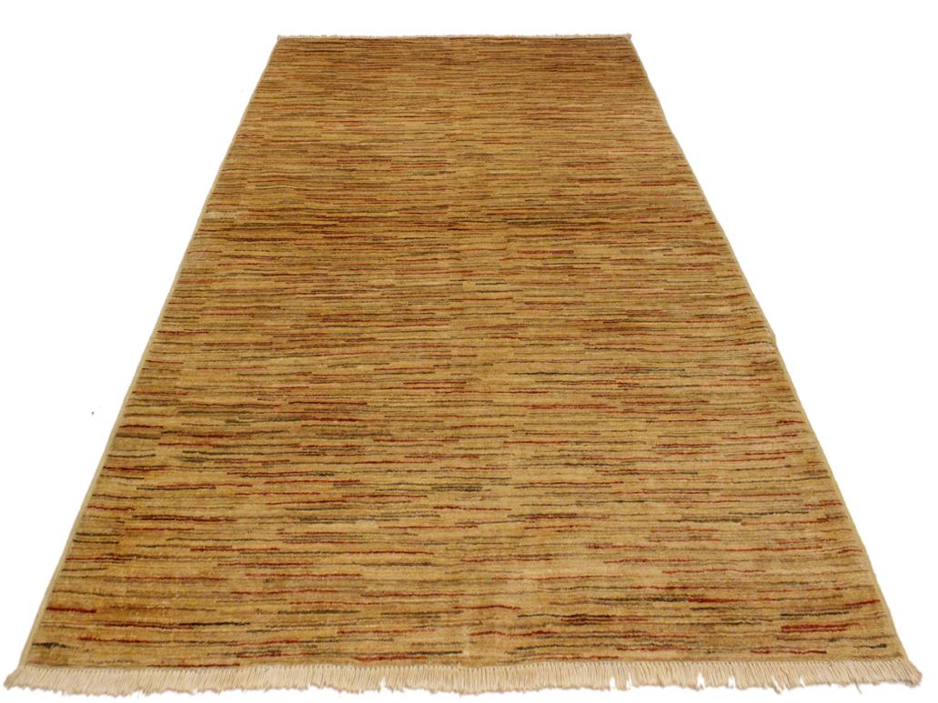 Modern Gabbeh Jaquelin Beige/Rust Wool Rug - 4'3'' x 5'9''