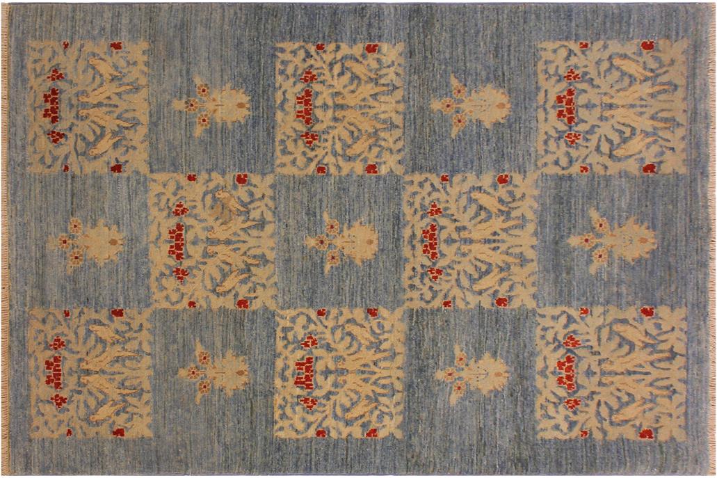 handmade Transitional Kafkaz Chobi Ziegler Lt. Blue Lt. Blue Hand Knotted RECTANGLE 100% WOOL area rug 4 x 6