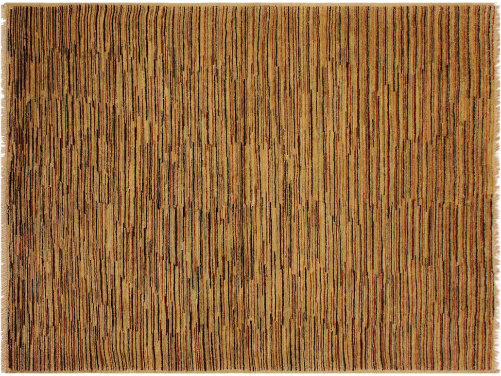 Bohemian Gabbeh Birdie Beige/Rust Wool Rug - 4'2'' x 5'9''