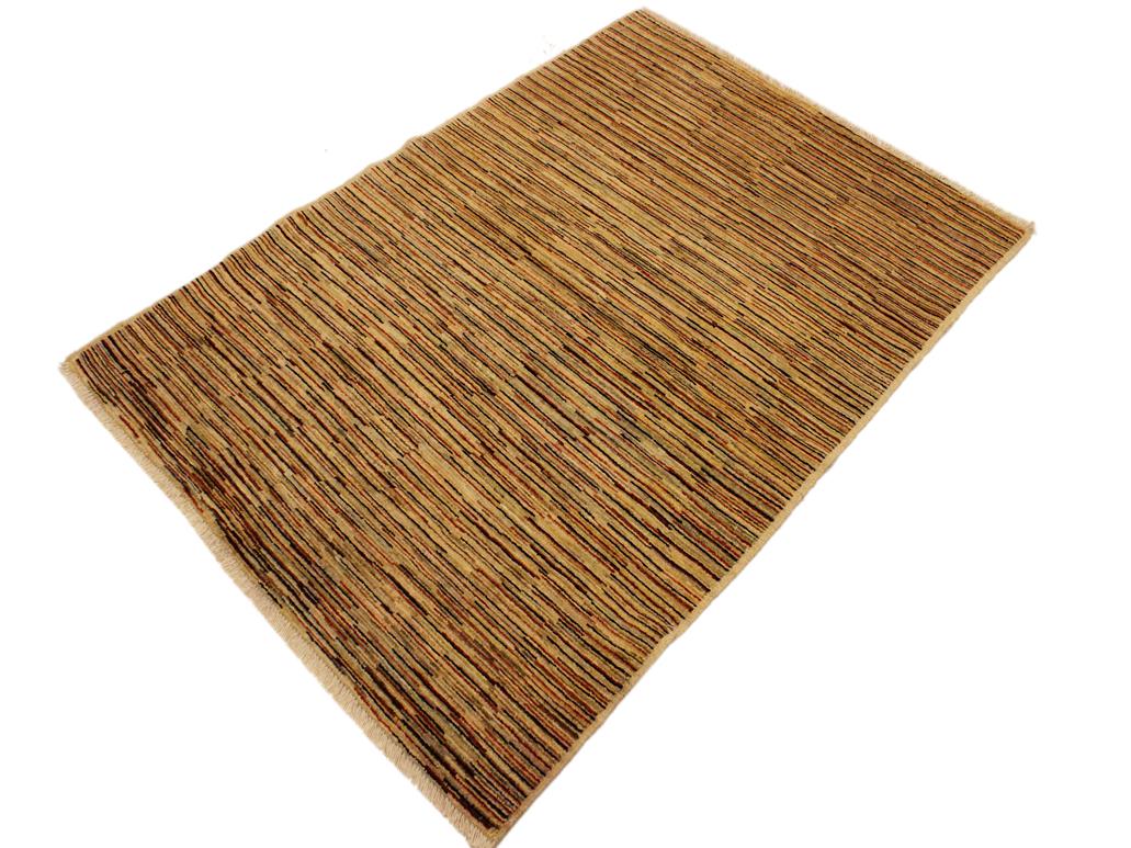 Bohemian Gabbeh Birdie Beige/Rust Wool Rug - 4'2'' x 5'9''