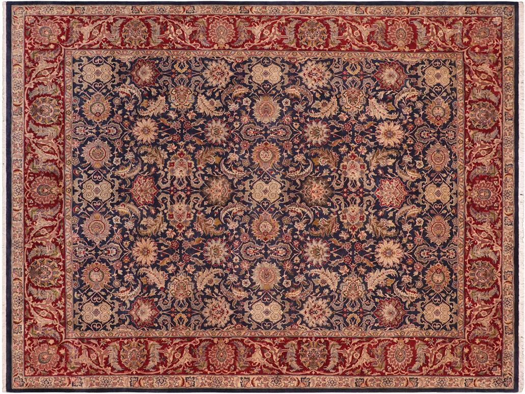 handmade Traditional Agra Blue Red Hand Knotted RECTANGLE 100% WOOL area rug 8x10