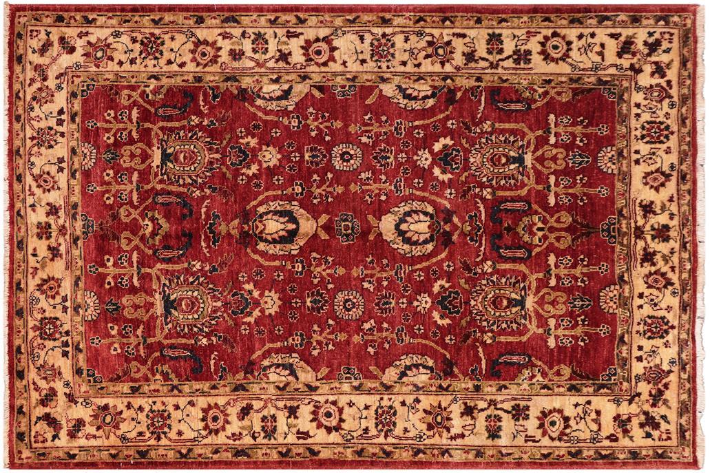 handmade Traditional Kafkaz Chobi Ziegler Red Ivory Hand Knotted RECTANGLE 100% WOOL area rug 5 x 6