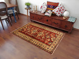 handmade Geometric Super Kazak Red Gold Hand Knotted RECTANGLE 100% WOOL area rug 4x6