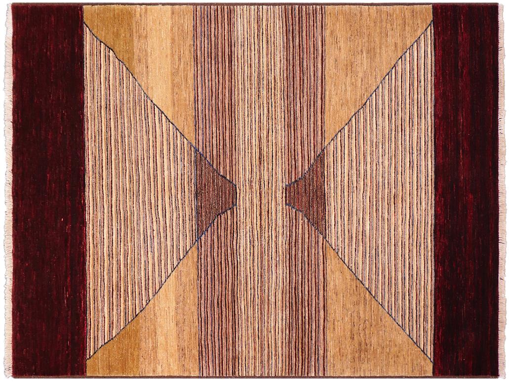 Bohemian Gabbeh Lelah Red/Brown Wool Rug - 4'11'' x 7'1''