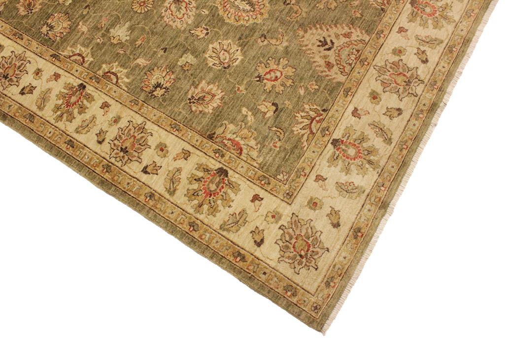 handmade Traditional Kafkaz Chobi Ziegler Lt. Green Ivory Hand Knotted RECTANGLE 100% WOOL area rug 5 x 7