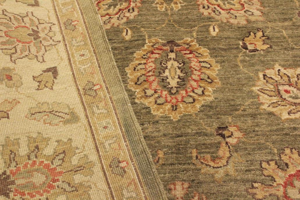 handmade Traditional Kafkaz Chobi Ziegler Lt. Green Ivory Hand Knotted RECTANGLE 100% WOOL area rug 5 x 7