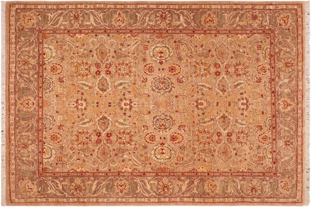handmade Traditional Kafkaz Chobi Ziegler Tan Lt. Brown Hand Knotted RECTANGLE 100% WOOL area rug 5 x 7