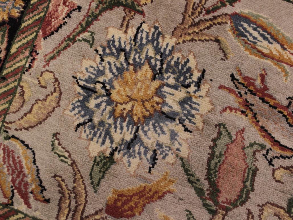 handmade Traditional Kamal Taupe Black Hand Knotted RUNNER 100% WOOL area rug 3x8