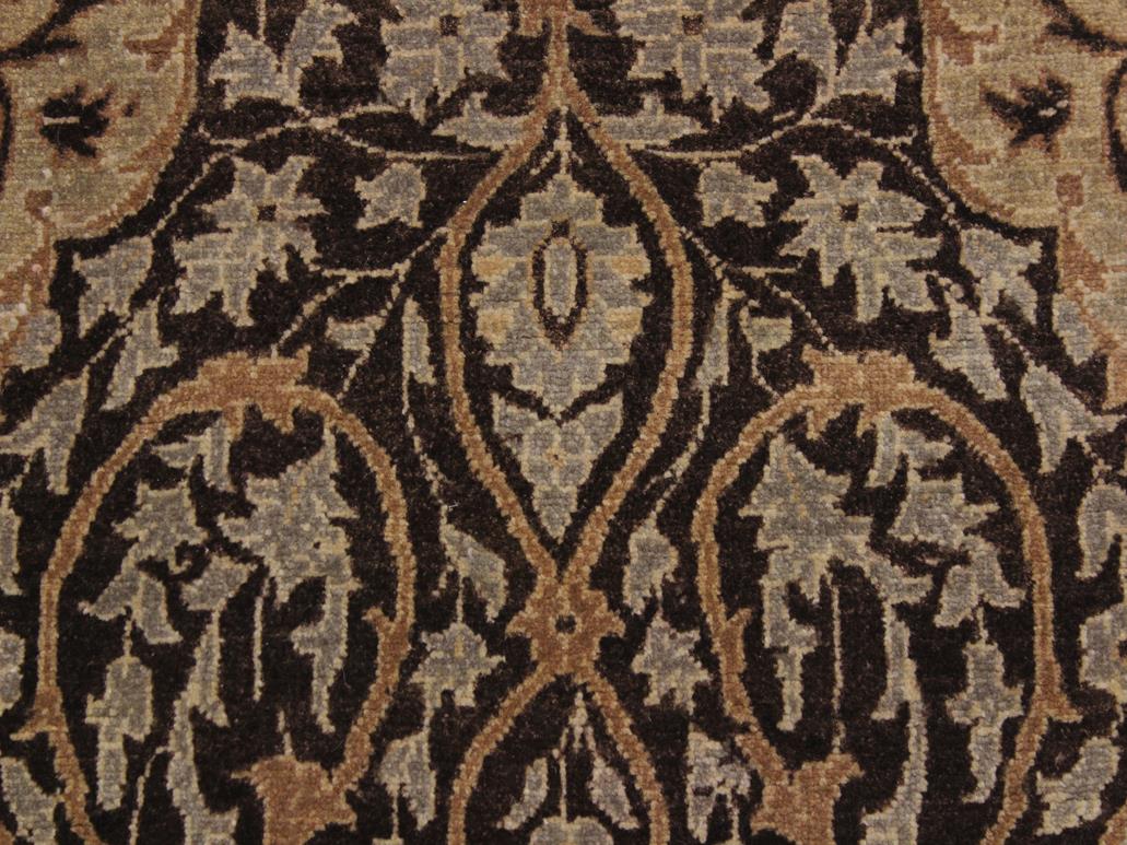 handmade Transitional Veg Dye Brown Gold Hand Knotted RUNNER 100% WOOL area rug 3x11