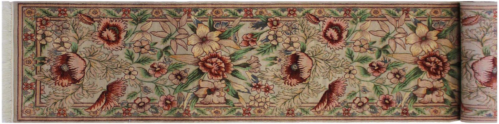 handmade Traditional Nawazish Taupe Green Hand Knotted RUNNER 100% WOOL area rug 2x12