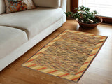 Shabby Chic Gabbeh Trista Blue/Beige Wool Rug - 3'4'' x 4'8''