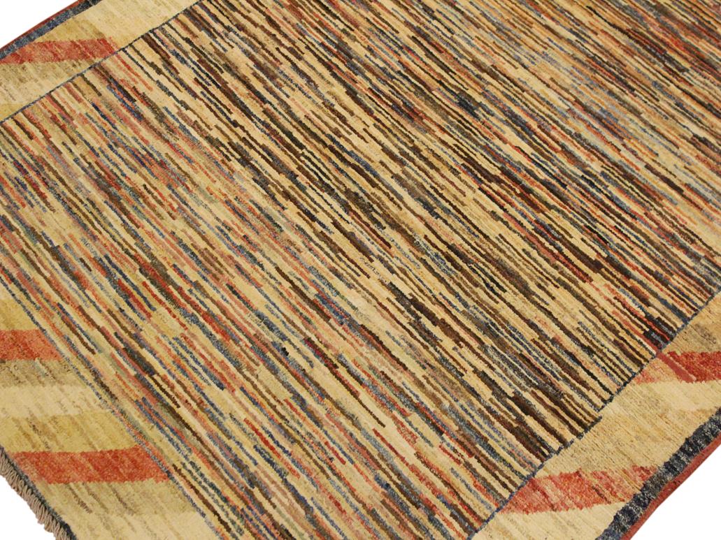 Shabby Chic Gabbeh Trista Blue/Beige Wool Rug - 3'4'' x 4'8''