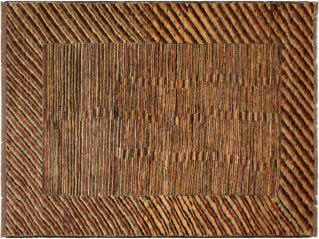 Contemporary Gabbeh Laquita Blue/Green Wool Rug - 3'1'' x 5'1''